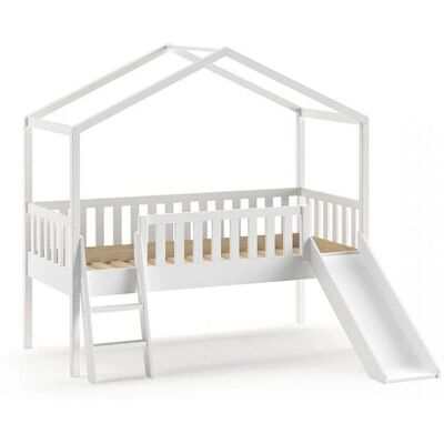 VIPACK Dallas Letto Casetta - Scivolo, Pino, Bianco - Letto Casetta VIPACK Dallas Letto Casetta - Scivolo, Pino, Bianco - Letto Casetta
