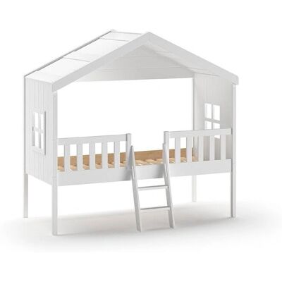 VIPACK Hausbett Weiß - Kinderbett 90x200 mit Dach & Leiter VIPACK Hausbett Weiß - Kinderbett 90x200 mit Dach & Leiter