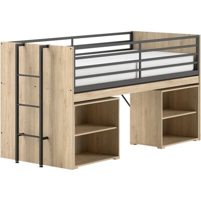 ZABIO Hochbett - Platzsparend mit Regalen & Schreibtisch ZABIO Hochbett - Platzsparend mit Regalen & Schreibtisch