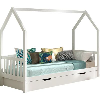VIPACK Hausbett - Massives Kiefer, Anpassbares Dach, Stauraum-Schublade VIPACK Hausbett - Massives Kiefer, Anpassbares Dach, Stauraum-Schublade