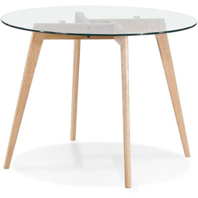 Table ronde en verre Alterego - Ø 100cm - Beige - Publicité Table ronde en verre Alterego - Ø 100cm - Beige - Publicité