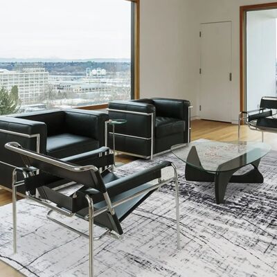 Louis De Poortere Griff Collection Teppich - 140x200 cm - Schwarz & Weiß Louis De Poortere Griff Collection Teppich - 140x200 cm - Schwarz & Weiß