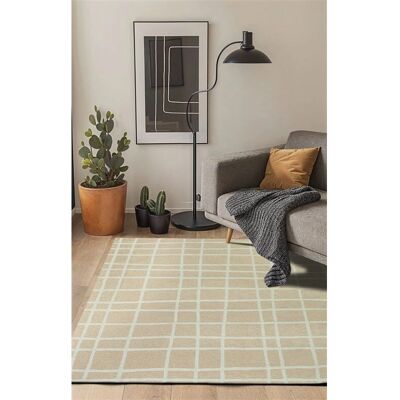 Alfombra Jacquard Beige Beneffito - Ecológica, Antideslizante, 140x200cm Alfombra Jacquard Beige Beneffito - Ecológica, Antideslizante, 140x200cm
