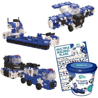Clics Toys Police Vehicle Building Set 8-in-1 Clics Toys Police Vehicle Building Set 8-in-1