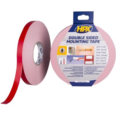 HPX Wit dubbelzijdig schuimband - Spiegelmontage 19mm x 25m HPX Wit dubbelzijdig schuimband - Spiegelmontage 19mm x 25m