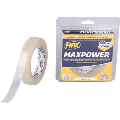 Nastro biadesivo trasparente Max Power HPX - 19mm x 5m Nastro biadesivo trasparente Max Power HPX - 19mm x 5m