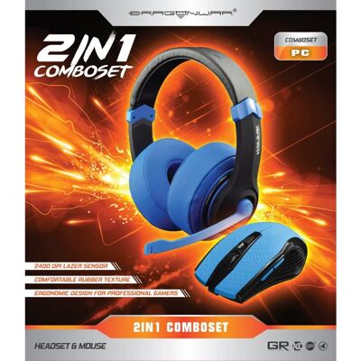 Dragonwar Combo 2 en 1 Casque de jeu + souris Bleu - Édition - Publicité Dragonwar Combo 2 en 1 Casque de jeu + souris Bleu - Édition - Publicité