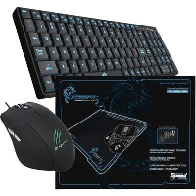 Dragonwar - Pack Gaming - Clavier QWERTY + Souris + Tapis de Souris - Noir - Clavier Gaming - Publicité Dragonwar - Pack Gaming - Clavier QWERTY + Souris + Tapis de Souris - Noir - Clavier Gaming - Publicité