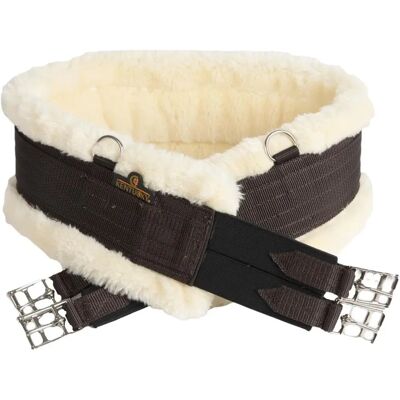 Kentucky Horsewear Ledergurt mit Lammfellimitat - Braun - Sattelgurt Kentucky Horsewear Ledergurt mit Lammfellimitat - Braun - Sattelgurt