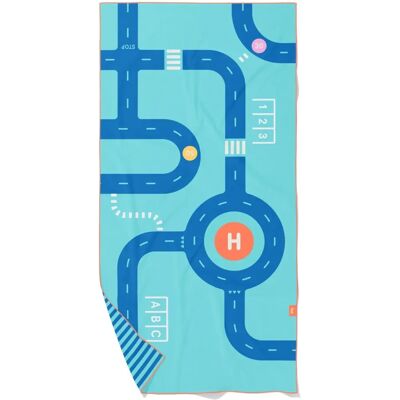 Serviette de plage Quut Bleu On the Road M - Microfibre, 140x70cm - Publicité Serviette de plage Quut Bleu On the Road M - Microfibre, 140x70cm - Publicité