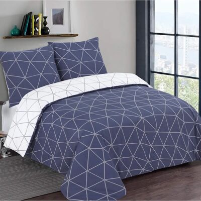 Ensemble de Housse de Couette Vision Dream Bleu Mariné Design Géométrique - Publicité Ensemble de Housse de Couette Vision Dream Bleu Mariné Design Géométrique - Publicité