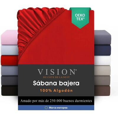 Vision Du Cot De La Nuit Drap Rouge - 180x200 cm - Coton Vision Du Cot De La Nuit Drap Rouge - 180x200 cm - Coton