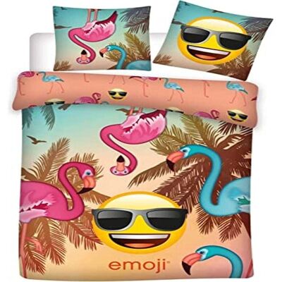 Vändbart Sängklädesset Emoji Flamingo - Sängkläder Vändbart Sängklädesset Emoji Flamingo - Sängkläder