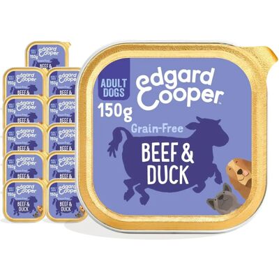 Nourriture humide pour chiens Edgard & Cooper sans céréales au bœuf et au canard - 11x150g Nourriture humide pour chiens Edgard & Cooper sans céréales au bœuf et au canard - 11x150g