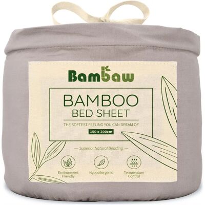 Lençol com elástico de bambu Bambaw 150x200 Cinza Lençol com elástico de bambu Bambaw 150x200 Cinza