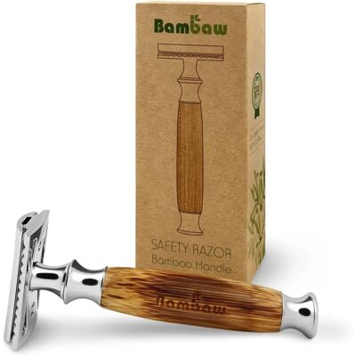 Bambaw Máquina de Barbear de Bambu Prata - Máquina de Barbear Segura Bambaw Máquina de Barbear de Bambu Prata - Máquina de Barbear Segura