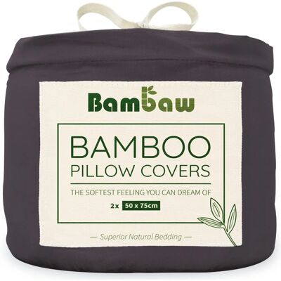 Capas de almofada em seda vegana Bambaw - Antracite, Carvão, Preto - Conjunto de roupa de cama Capas de almofada em seda vegana Bambaw - Antracite, Carvão, Preto - Conjunto de roupa de cama