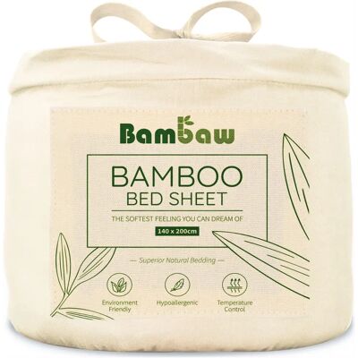 Lençol de cama de bambu Bambaw - Marfim - Lençol 140x200 Lençol de cama de bambu Bambaw - Marfim - Lençol 140x200