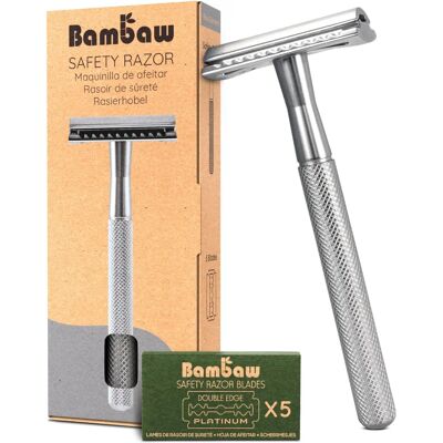 Barbeador de Segurança de Metal Bambaw Prata - Barbeador Barbeador de Segurança de Metal Bambaw Prata - Barbeador