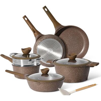 Just Perfecto 10-teiliges Antihaft-Granite Kochgeschirr-Set mit Dampfgarer Just Perfecto 10-teiliges Antihaft-Granite Kochgeschirr-Set mit Dampfgarer