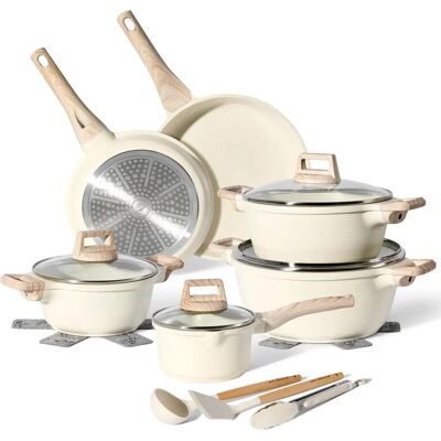 Set Pentole a Induzione Just Perfecto - Alluminio Antiaderente Beige Set Pentole a Induzione Just Perfecto - Alluminio Antiaderente Beige
