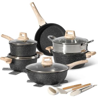 Just Perfecto 15-tlg. Antihaft-Granite Kochgeschirr-Set - All-Range Just Perfecto 15-tlg. Antihaft-Granite Kochgeschirr-Set - All-Range