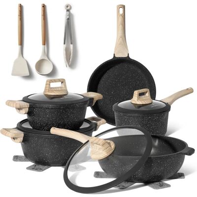 Just Perfecto Induktionskochgeschirr-Set - Marmorfinish, Ergonomische Griffe Just Perfecto Induktionskochgeschirr-Set - Marmorfinish, Ergonomische Griffe