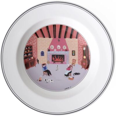 Assiette à soupe Design Naif - Cheminée - 21cm - Porcelaine premium Assiette à soupe Design Naif - Cheminée - 21cm - Porcelaine premium