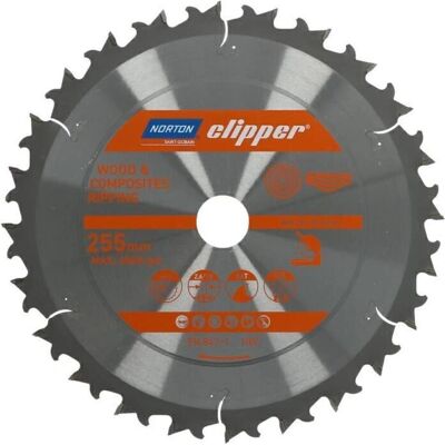 Norton 255mm Kreissägeblatt - 24 Zähne für Holz & Verbundstoffe Norton 255mm Kreissägeblatt - 24 Zähne für Holz & Verbundstoffe