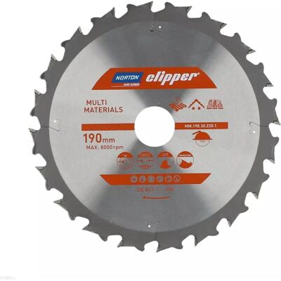 Norton Clipper Kreissägeblatt - Für die meisten Materialien - 190mm x 30mm - Abbruch Norton Clipper Kreissägeblatt - Für die meisten Materialien - 190mm x 30mm - Abbruch