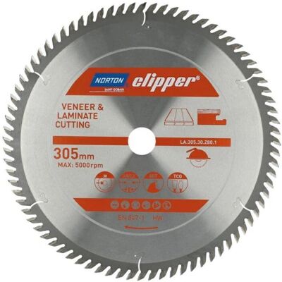 Norton Kreissägeblatt 305mm x 30mm x 80 Zähne Laminat Furnier Norton Kreissägeblatt 305mm x 30mm x 80 Zähne Laminat Furnier