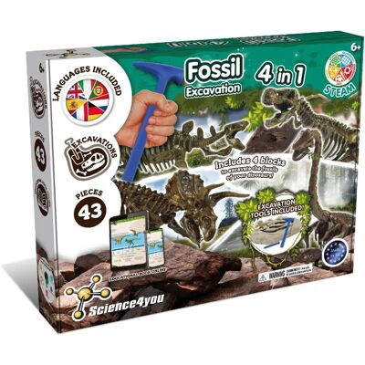 Science4you - Fosszíliaásatás készlet 4 az 1-ben 6+ gyermekeknek Science4you - Fosszíliaásatás készlet 4 az 1-ben 6+ gyermekeknek