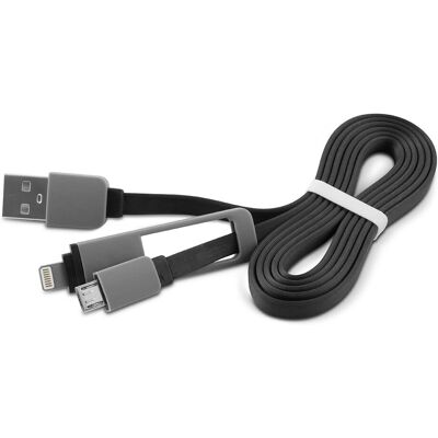 Cable USB y Lightning/MicroUSB 1Life - 1M Negro Cable USB y Lightning/MicroUSB 1Life - 1M Negro