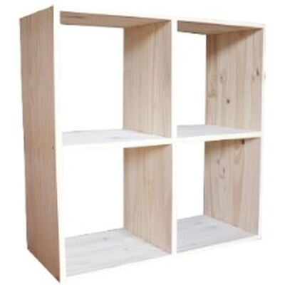 MUEBLEAR Natürliche Kiefernholz Aufbewahrungswürfel - 4 Fächer - 70,4x70,5x30 cm MUEBLEAR Natürliche Kiefernholz Aufbewahrungswürfel - 4 Fächer - 70,4x70,5x30 cm