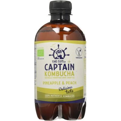 Captain Kombucha Piña y Durazno Bebida Probiótica Orgánica Captain Kombucha Piña y Durazno Bebida Probiótica Orgánica