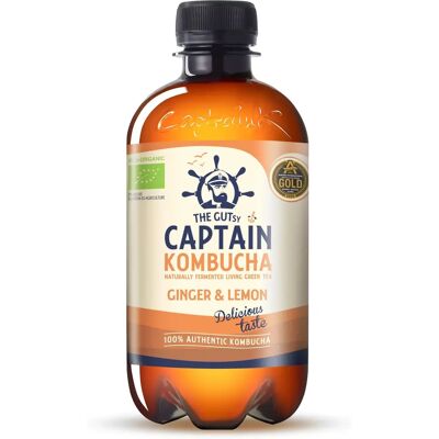 Captain Kombucha Jengibre Limón Bebida Fermentada Orgánica - Pack de 4 Captain Kombucha Jengibre Limón Bebida Fermentada Orgánica - Pack de 4