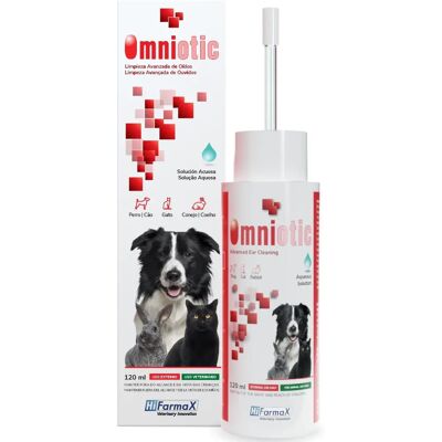 Hifarmax Omniotic Solução de Limpeza de Ouvidos 120 ml para Cães Gatos Coelhos Hifarmax Omniotic Solução de Limpeza de Ouvidos 120 ml para Cães Gatos Coelhos