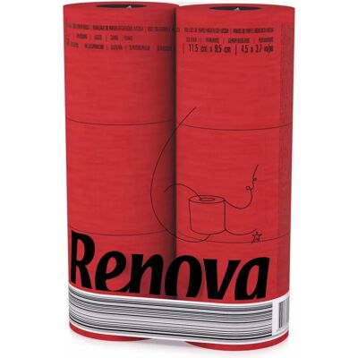Renova 6 Rouleaux Rouges - Papier Toilette - Publicité Renova 6 Rouleaux Rouges - Papier Toilette - Publicité