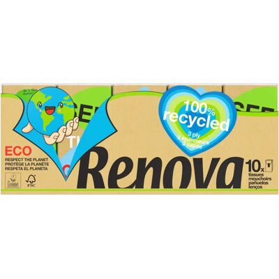 Renova - Mouchoirs recyclés, paquet de 10 - Publicité Renova - Mouchoirs recyclés, paquet de 10 - Publicité