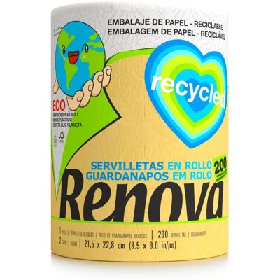 Renova Rouleau de Papier Essuyage Recyclé - Récipient Multi-usage - Publicité Renova Rouleau de Papier Essuyage Recyclé - Récipient Multi-usage - Publicité