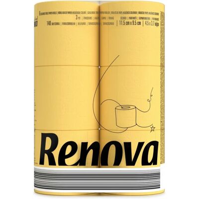 Renova 6 Rollo Amarillo 3-Capa Papel Higiénico Renova 6 Rollo Amarillo 3-Capa Papel Higiénico