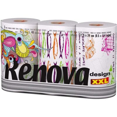 Renova Modèle XXL Papier de Cuisine - 3 Rouleaux - Publicité Renova Modèle XXL Papier de Cuisine - 3 Rouleaux - Publicité