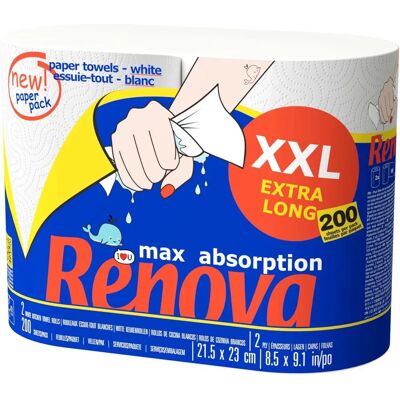 Essuie-tout Renova Maxi absorbant - Lot de 2 XXL - 100 feuilles - Publicité Essuie-tout Renova Maxi absorbant - Lot de 2 XXL - 100 feuilles - Publicité