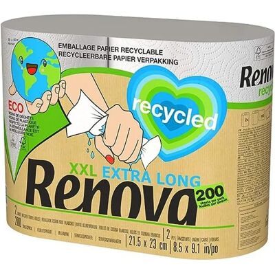 Essuie-tout Écologique Recyclé Renova - Lot de 2 - Publicité Essuie-tout Écologique Recyclé Renova - Lot de 2 - Publicité