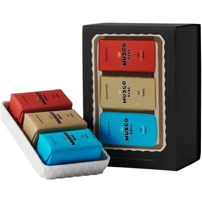 Claus Porto Musgo Real Såpesett - 3x50g + Såpedispenser Claus Porto Musgo Real Såpesett - 3x50g + Såpedispenser
