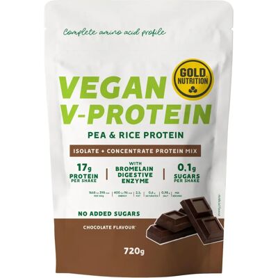 Gold Nutrition Vegansk V-Protein Choklad - Vegetabiliskt proteinpulver Gold Nutrition Vegansk V-Protein Choklad - Vegetabiliskt proteinpulver