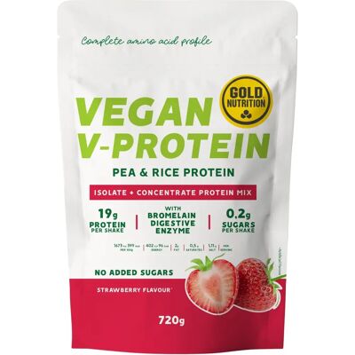 Gold Nutrition Vegan V-Protein Strawberry - Vegan Protein Powder Gold Nutrition Vegan V-Protein Strawberry - Vegan Protein Powder