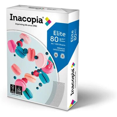 Carta da stampa Inacopia Elite A4 - 80 g/m², 500 fogli, Bianco Carta da stampa Inacopia Elite A4 - 80 g/m², 500 fogli, Bianco