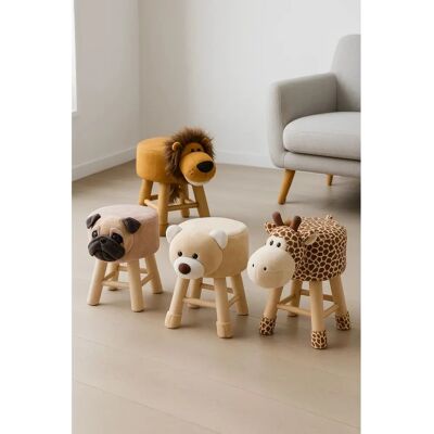 RegalosMiguel - Reposapiés León - Madera - Terciopelo - Otomán RegalosMiguel - Reposapiés León - Madera - Terciopelo - Otomán