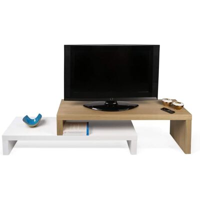 Meuble TV TEMAHOME Cliff - Blanc et Chêne Naturel Meuble TV TEMAHOME Cliff - Blanc et Chêne Naturel